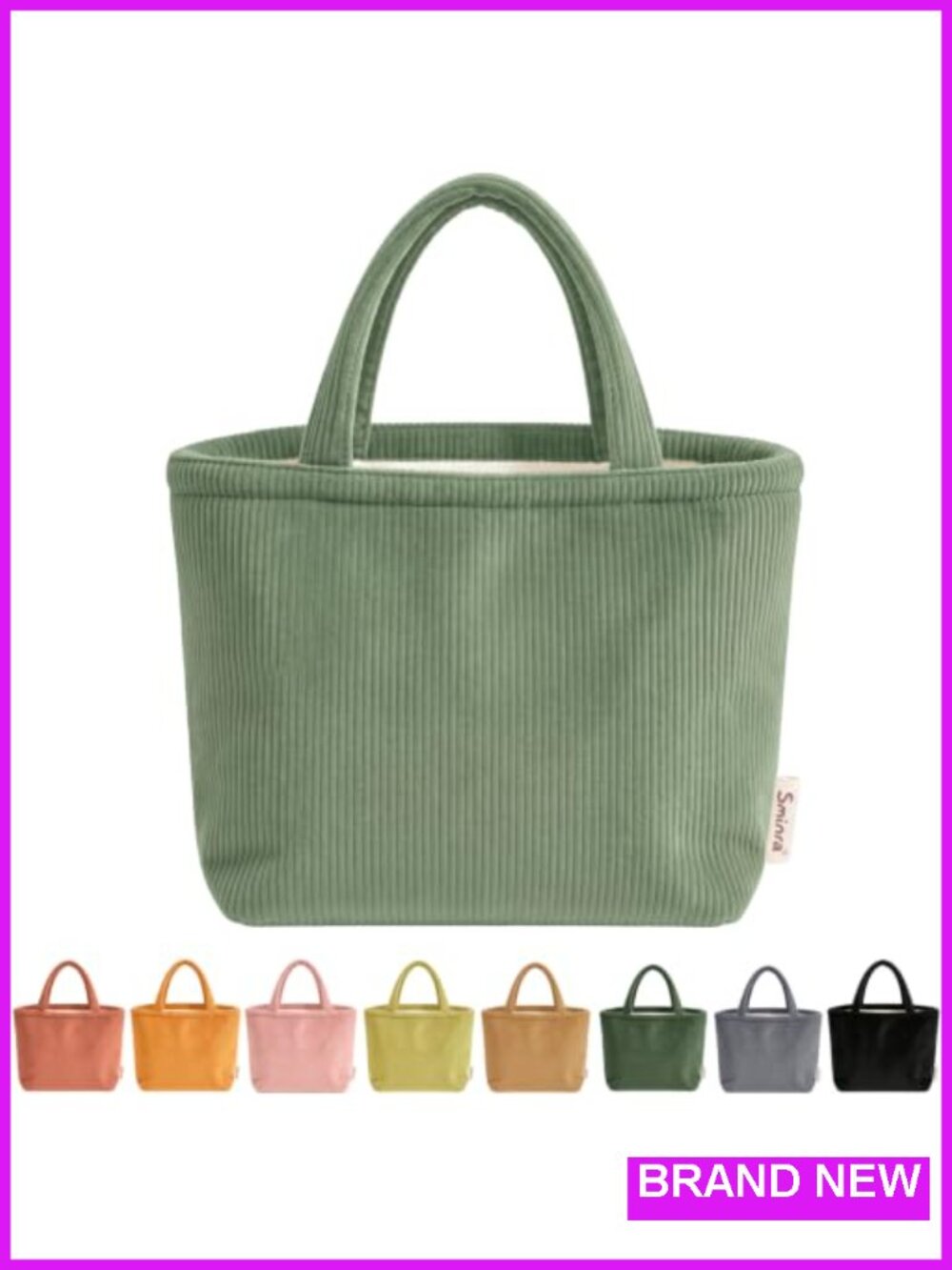 Small Quilted Corduroy Tote Bag for Women, Sturdy Church Book Bag